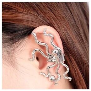 Gothic Octopus Cuff Earrings Silver Octopus Earrings Octopus Ear Wrap Earring Vintage No Piercing Ear Wrap Cartilage Earrings Jewelry for Women and Girls Ocean Animal Earrings Halloween