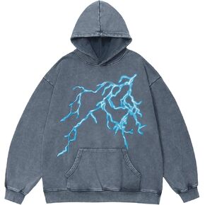 Vamtac Mens Graphic Hoodies Oversized Washed Vintage Hoodie Streetwear Sweatshirt Hooded Pullover in Kuwait