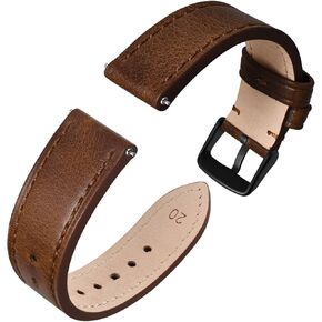 Anbeer Quick Release Leather Watch Bands Genuine Watch Straps for Men Women,18mm 20mm 22mm Italian Leather Watch Strap, Stainless Steel Buckle