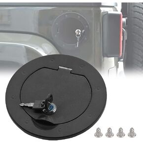 Fuel Filler Door Cover, Gas Fuel Tank Cap Cover Black for 2007 2008 2009 2010 2011 2012 2013 2014 2015 2016 2017 2018 Jeep Wrangler JK & Unlimited Sport Rubicon Sahara (No Locking)
