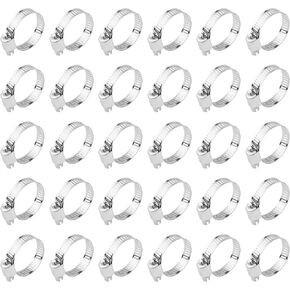 30PCS Hose Clamps Stainless Steel,5/8 inch to 1 inch (16-25mm) Adjustable Fuel Line Clamp,Radiator Hose Clamps Automotive Tools for Fuel Line,Pipe,Tubing,Radiator Hose (16-25mm)