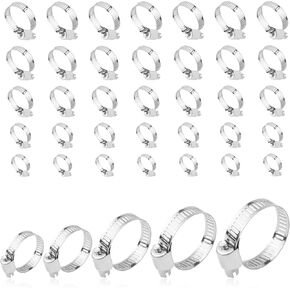 30 قطعة مشابك خرطوم من الفولاذ المقاوم للصدأ، 5/8 بوصة إلى 1 بوصة (16-25 مم) مشبك خط وقود قابل للتعديل، مشابك خرطوم الرادياتير أدوات السيارات لخط الوقود والأنابيب والأنابيب وخرطوم الرادياتير (16-25 مم) in Kuwait