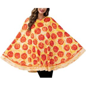 Clarisbelle Women's Halloween Pizza Costume Adult Funny Food Cape Poncho