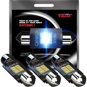 Katana T10 194 921 LED Bulbs,Dome Map Interior Door Backup Reverse License Plate Courtesy Parking Trunk Lights - CANBUS Error Free - 2835 Chips 6000K Cool White (Pack of 10)