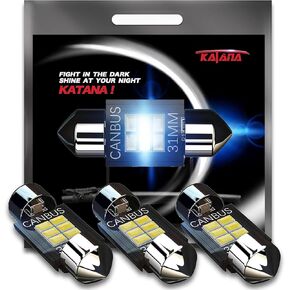 Katana T10 194 921 LED Bulbs,Dome Map Interior Door Backup Reverse License Plate Courtesy Parking Trunk Lights - CANBUS Error Free - 2835 Chips 6000K Cool White (Pack of 10) in Kuwait