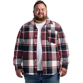 Big and Tall Mens Heavyweight Flannel Shirt Long Sleeve Button Down Shirt 4XL to 8XL