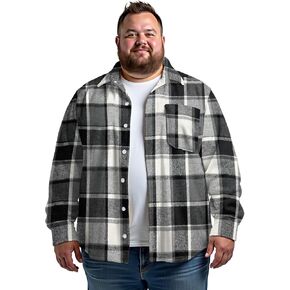 Big and Tall Mens Heavyweight Flannel Shirt Long Sleeve Button Down Shirt 4XL to 8XL