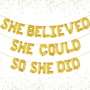 KatchOn, Purple She Believed She Could So She Did Balloons - 16 Inch | Graduation Balloons, Congratulations Decorations | 2024 Graduation Party Decorations, Purple Graduation Decorations Class of 2024