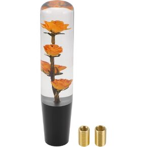 Car Shift Knob 20cm | Front Shift Lever Knob Universal for Automatic and Manual Vehicle Acrylic Orange with 2 Adapter 1 Set