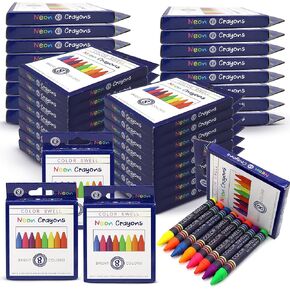 Color Swell Neon Bulk Crayons Packs - 36 Boxes of Fun Neon Bulk Crayons (288 total) of Large Crayons Teacher Quality Durable Classroom Packs for Kids Students Party Favors