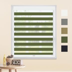 Cordless Zebra Blinds Double Layer Shades for Windows Custom Size Light Filtering Blinds Light Control Privacy Roller Shades (White, 34" W x 72" H)