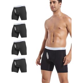 Men's Boxer Briefs Ice Silk Underwear,4-Pack Big & Tall XL-5XL Sexy Trunk Multipack Comfortable Cool Underwear Pack