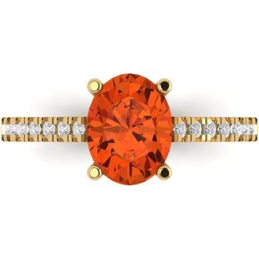 Clara Pucci 2.71ct Oval Cut Solitaire W/Accent Genuine Red Simulated Diamond Engagement Promise Anniversary Bridal Ring 18K Yellow Gold