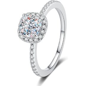 1 Carat Square Diamond Engagement Ring, 14K White Gold Ring，D Color VVS1 Ideal Cut Diamond - A Symbol of Eternal Love and Commitment