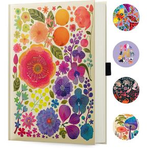 Elena Essex Cream Lined A5 Notebook Journals for Women & Men / 160 Pages/College Ruled/Thick 160 Gsm Paper/Hardcover Journals for Women/Journals for Writing/Notebook for Work & Notetaking - Flowers