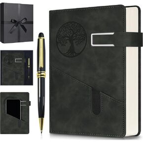 Lined Notebook Journal for Men Women, 365 Pages Numbered College Ruled Notebook, Hardcover Leather Journal with Pen & Gift Box, Thick Daily Diary, Professional Notebooks for Work, School, Business, A5