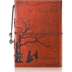 هدايا من الأب إلى الابنة مجلة كتابة جلدية من الأب مع اقتباسات ملهمة - شجرة الحياة الرجعية عيد ميلاد الزفاف التخرج العودة إلى المدرسة مذكرات شخصية، السفر، دفتر للكتاب بني in Kuwait