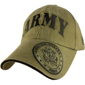 US Army Presidential Seal Logo Embroidered Hat - Green Adjustable Buckle Closure Cap