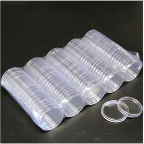 27mm Silver Dollar Coin Holder,Clear Round Plastic Coin Container Case,Silver Bar Capsule Holders for Coin Collection Supplies 100 Pcs