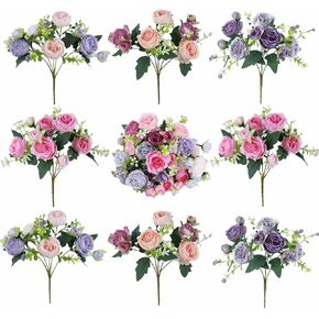 8 Bundles Peonies Artificial Flowers Silk Peonies Faux Flowers Fake Peonies Artificial Flowers Peonies Bouquet for Table Centerpieces Decoration Wedding Decor Home Party Decor (Purple)