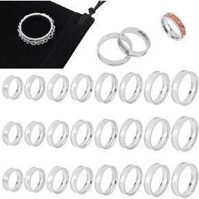 UNICRAFTALE Blank Core Finger Rings Stainless Steel Grooved Finger Ring Wide Band Round Empty Ring for Inlay Ring Jewelry Making Gift
