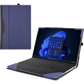 Laptop Case Cover for Lenovo ThinkPad E16 Gen 1 2023&ThinkPad E16 Gen2 16 inch [Do Check Model] Notebook Sleeve Computer Bag Protective PU Leather Shell (Blue)
