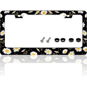 Cute Cat License Plate Frame Funny Cat Head License Plate Holder Cartoon Pet Animal for Front and Rear Car Tags Stainless Steel Car Decoration with Screws 6.3 X 12.2 in