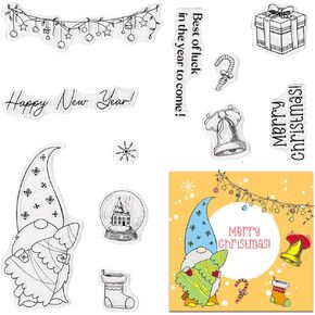 ABTOLS Christmas Clear Stamps for Card Making Christmas Tree Silicone Stamp Cards with Sentiments Words, Home Flower Star Clear Stamps for Holiday Card Making DIY Scrapbooking Album