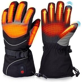 Heated Gloves for Men Women Rechargeable, 7.4v Battery Heated Ski Gloves Touchscreen Electric Gloves Heated Waterproof Heating Gloves for Winter Outdoor Work Skiing Hiking Camping