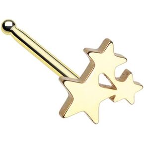 Pierced Owl 20GA Gold Plated Stainless Steel Triple Star Nose Bone Stud