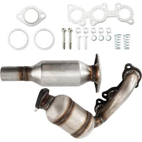 KAC Front Rear Catalytic Converter w/Exhaust Manifold Compatible with Avalon 2000-2004, ES300 1999-2001 V6 3.0L High Flow Catalytic Converter OEM 16396/16130, 2Pcs ​(EPA Compliant)