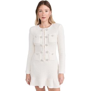 Self Portrait Women's Cream Buttoned Knit Mini Dress
