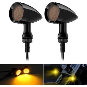 PBYMT 2PCS Motorcycle Bullet 24 LEDs Front Turn Signal Lights Amber SMD Blinkers 8mm Mount Hole Compatible for Honda Yamaha Suzuki Kawasaki Harley Chopper Bobber