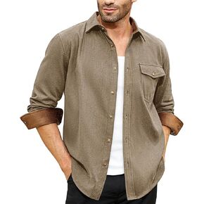 Flannel Shirt for Men Long Sleeve Mens Dress Shirts Cotton Casual Button Down Shirt Big Work Shacket Jackets
