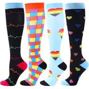 BISOUSOX Compression Socks for Women Men, Knee High Long Nurse Pregnancy Flight Travel Cycling Socks Best Support
