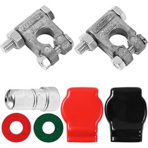 Military Spec Battery Terminal Top Post Kit Positive Negative For Car Auto Truck Rv Boat with Cover Washers Cleaner Brush Protector Fiber