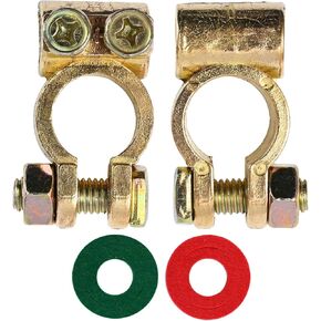 Battery Terminal Connector Pure Brass Truck Car Auto Battery Wiring Pile Head Positive & Negative Top Post Clamp Wire Washers