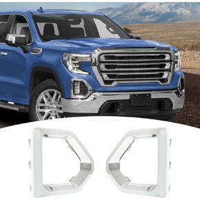 HECASA Fog Light Trim Cover Compatible with 2019-2023 GMC Sierra 1500 Denali Front Driving Surround Outer Fog Lamp Bezel Black Driver & Passenger Side