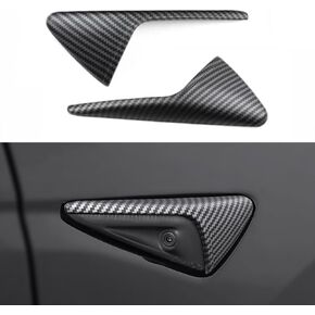 Turn Signal Side Camera Protection Cover Compatible with Tesla Model 3/Y, Turn Signal Cover HW3.0 ABS Protector Decoration for Model 2017-2023 3 Y Side Camera Stylish Decor Cover-Matte Black