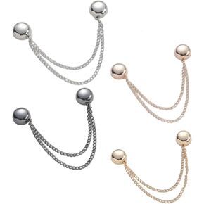 Multi-Function Magtic Clothing Clips, 4 Packs Strongest Strength Buttons Clips with Chain Multi-Purpose Magnec Pinless Brooch for Women Clothes Hijab Pins Decorate