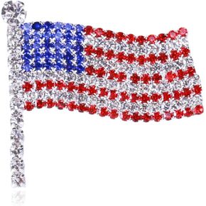 Rhinestone USA Flag Brooch Pin for Men Women Crystal 4th of July American Patriotic Blue Red Brooches Dress Independence Accessories Veterans Memorial Day Jewelry