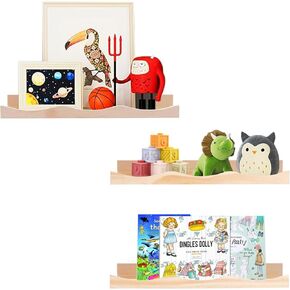 AZSKY Floating Bookshelf for Kids, Floating Shelves for Wall Cloud Picture Ledge Shelf Pink16 Inches Nursery Book Shelves Set 3, Baby Book Shelf for Kids Room, Toddler Room, Baby Room, Nursery Decor