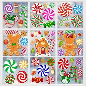 Gingerbread Christmas Window clings Candy Christmas Window Stickers Removable Christmas Window Decorations Cute Christmas Window Decals for Christmas Holiday Decorations