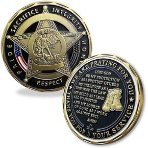BHealthLife US Police Department Challenge Coin Saint Michael Protect Law Enforcement Policeman's Prayer