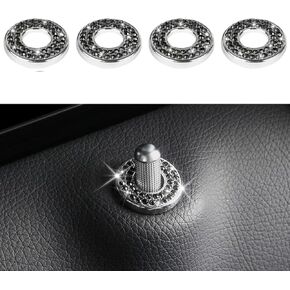 4Pack Bling Car Inner Door Lock Pull Stickers, Rhinestones Bling Car Pull Rod Bolt Decoration Covers Interior Car Accessories, for Mercedes-Benz A/B/C/E Class GLC GLA GLK GLA (White)
