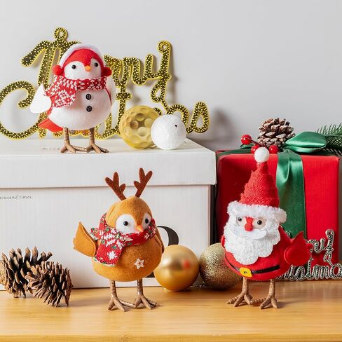 Elanket Valentine's Day Decorations Valentine's Day Birds 4 Packs Plush Ornaments Tiered Tray for Figurine Party Table Shelf Home Mantel Fireplace Decor in Kuwait