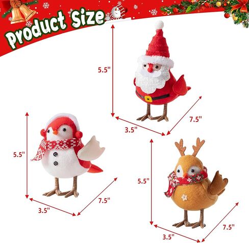 Elanket Valentine's Day Decorations Valentine's Day Birds 4 Packs Plush Ornaments Tiered Tray for Figurine Party Table Shelf Home Mantel Fireplace Decor in Kuwait