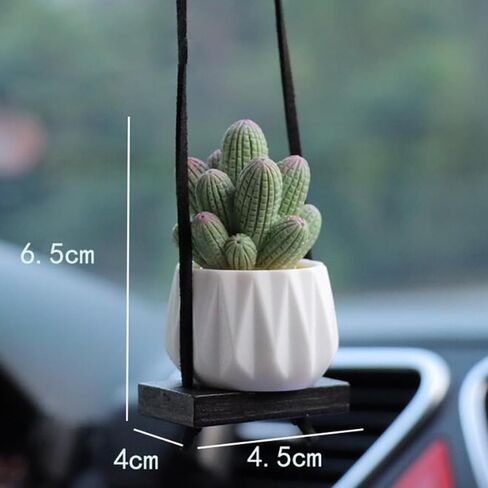 Cactus Fleshy Car Rear View Mirror Decorative Cactus Car Ornament Accessories Cute Potted Plant Succulent Hanging Pendant,E in Saudi Arabia