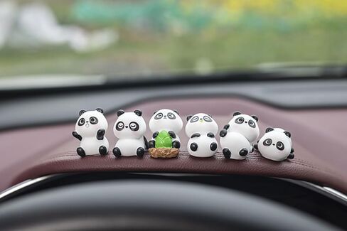 Mini Resin Panda and Orange Car Rear View Mirror Accessories, Funny Dashboard Decorations, Cute Car Interior Decors Ornament Gifts (Set of 6) in Saudi Arabia