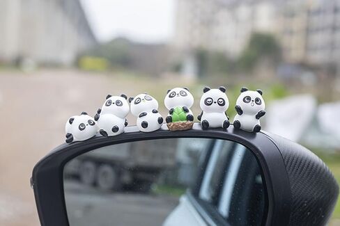 Mini Resin Panda and Orange Car Rear View Mirror Accessories, Funny Dashboard Decorations, Cute Car Interior Decors Ornament Gifts (Set of 6) in Saudi Arabia